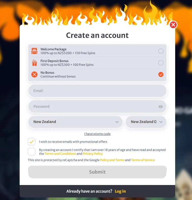 HellSpin CASINO Registration step 2