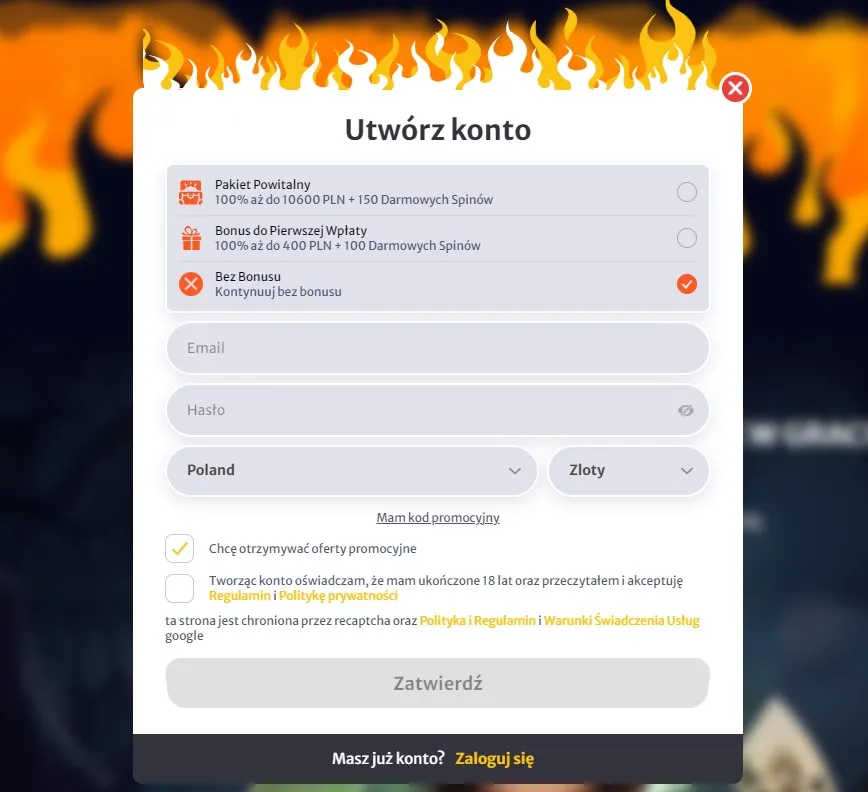 HellSPIN Casino Krok rejestracji 2